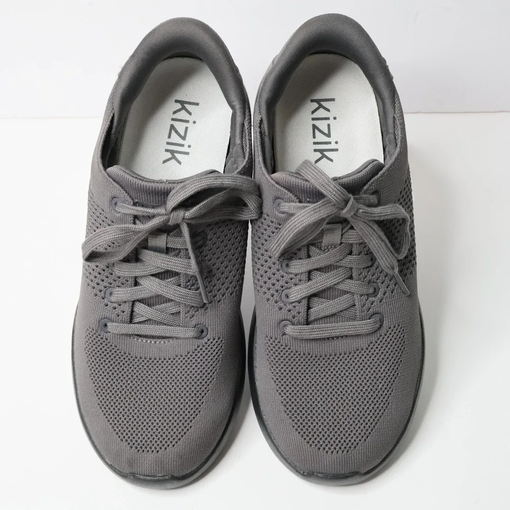 Kizik Lima Men 8.5‎ W Wide Gray Knit HandsFree Slip On Sneakers Shoes Casual